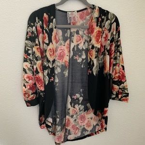 Mauve. Floral cardigan. Size : S